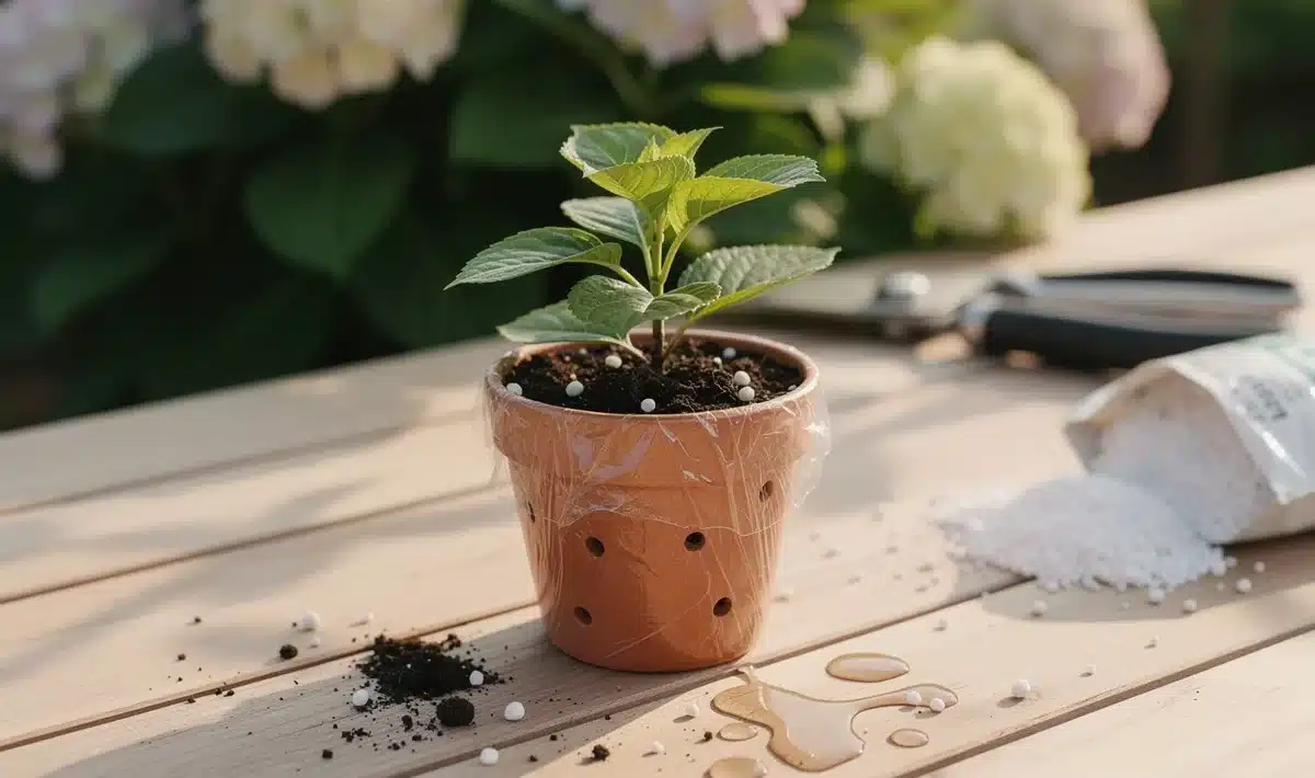 Rozmnož si hortenzie „z ničeho“: trik s folií, který za 3 týdny udělá zázrak